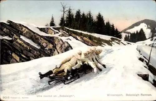 Ak Neuchâtel Neuenburg Stadt, Bobsleigh-Rennen in  Schweiz.
