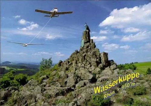 Ak BERG WASSERKUPPE befindet sich in Gersfeld,  Rhön, 950 m
Segelflugzeug
und
Motorflugzeug
üb...