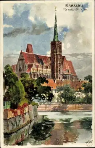 Künstler Litho Kley, Heinrich, Wrocław Breslau Schlesien, Kreuzkirche, Dominsel