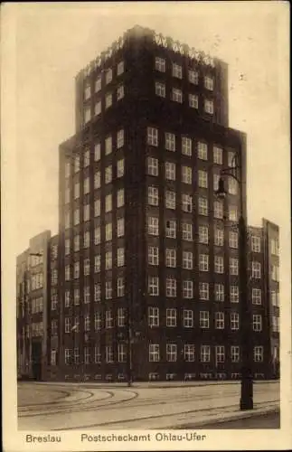 Ak Wrocław Breslau Schlesien, Postscheckamt Ohlau Ufer