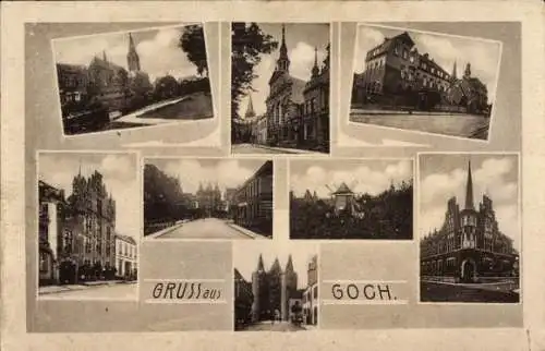 Ak Goch am Niederrhein, Grüße aus  verschiedene alte Architekturansichten, Stadtansichten