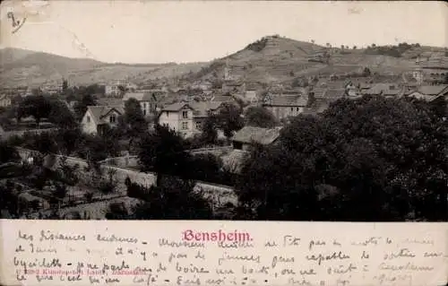 Ak Bensheim an der Bergstraße Hessen, Panorama von  Häuser, Landschaft, Berge, Text auf Franzö...