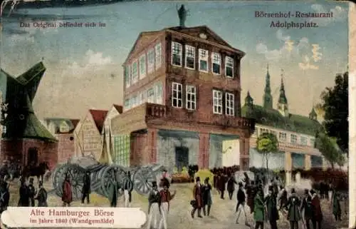 Ak Hamburg, Das Börsenhof Restaurant am Adolphsplatz, Wandgemälde