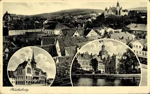 Ak Bückeburg im Kreis Schaumburg, Stadtansicht, Rathaus, Schloss, Natur, historische Architektur