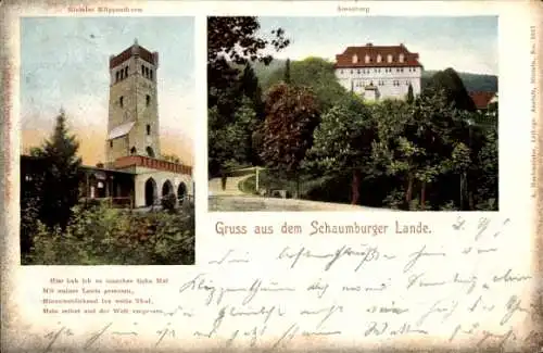 Ak Schaumburg Rinteln an der Weser, Arensburg, Rinteler Klippentherm, Gruss aus dem Schaumburg...