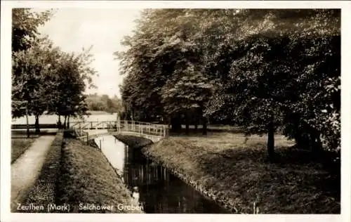 Ak Zeuthen in der Mark, Selchower Graben, Brücke