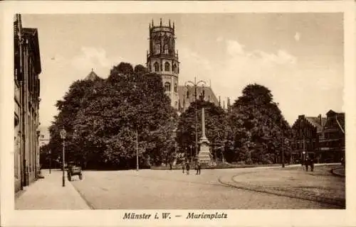 Ak Münster in Westfalen, Marienplatz, Türme, Bäume, Gebäude