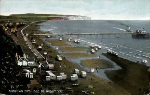 Ak Sandown Isle of Wight England,  Küstenlandschaft, Pier