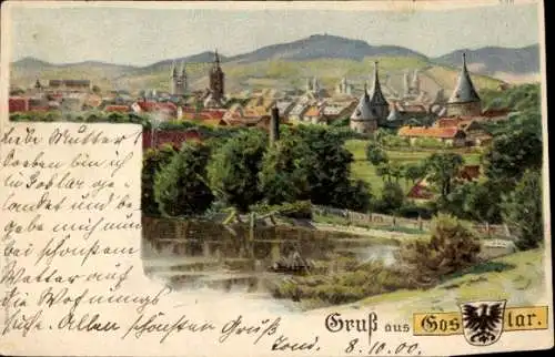 Ak Goslar am Harz, Gesamtansicht, Wappen