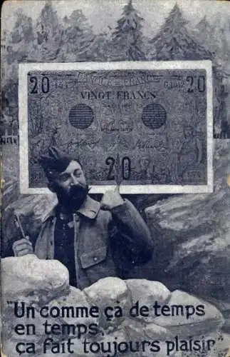 Ak Frankreich, Geldschein, Geld, Mann mit Schlüssel