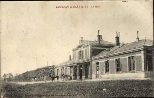 Ak Gournay en Bray Seine Maritime, Bahnhof