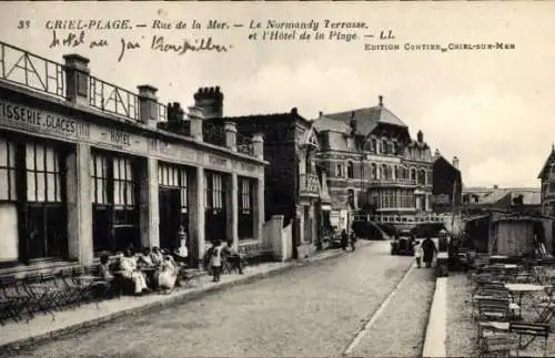 Ak Criel sur Mer Seine Maritime, Rue de la MEr, Normandy Terrasse, Hotel de la Plage
