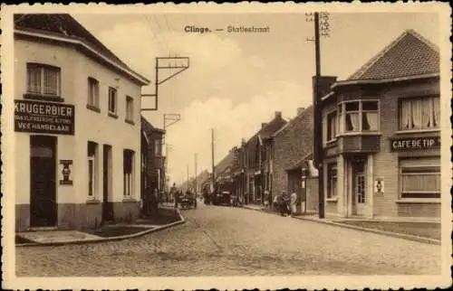 Ak De Klinge Ostflandern, Statiestraat, Krugerbier, Cafe de Tip