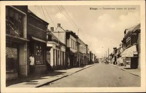 Ak De Klinge Sint Gillis Waas Oost-Vlaanderen, Dorpstraat, naar de grens