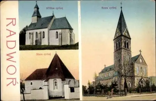 Ak Radwor Radibor in Sachsen, Neue und Alte Kirche, Kreuzkirche