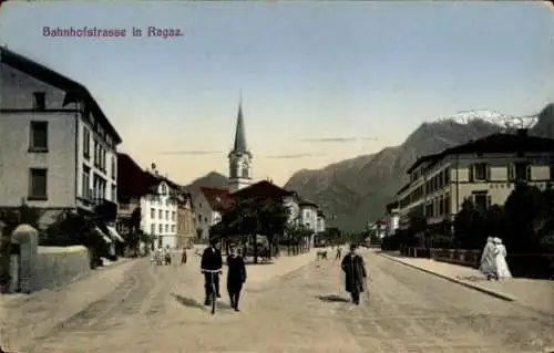 Ak Bad Ragaz Kanton St. Gallen, Bahnhofstraße