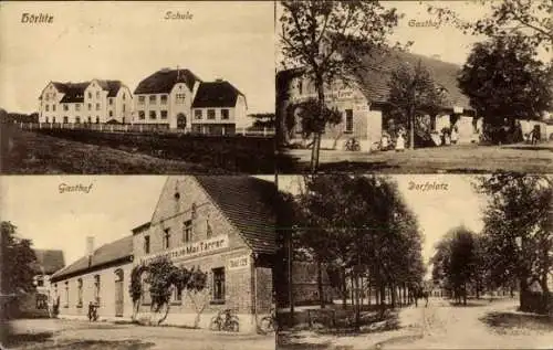 Ak Hörlitz Schipkau in der Niederlausitz, Schule, Gasthof Max Tarrer, Dorfplatz