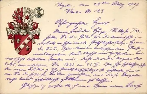 Studentika Ak Wappen eines studentischen Vereins, Ritterhelm