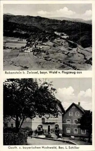 Ak Rabenstein Zwiesel im Bayerischen Wald, Fliegeraufnahme, Gasthaus zu. bayerischen Hochwald