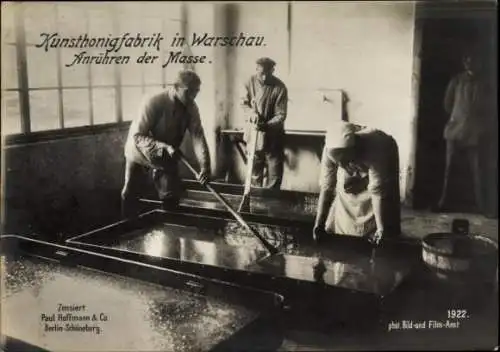 Ak Warszawa Warschau Polen, Kunsthonigfabrik, Anrühren der Masse