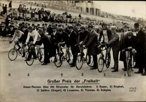 Ak Radrennsport, Großer Preis der Freiheit, Dauer-Rennen, Bauer, Krupkat, Saldow