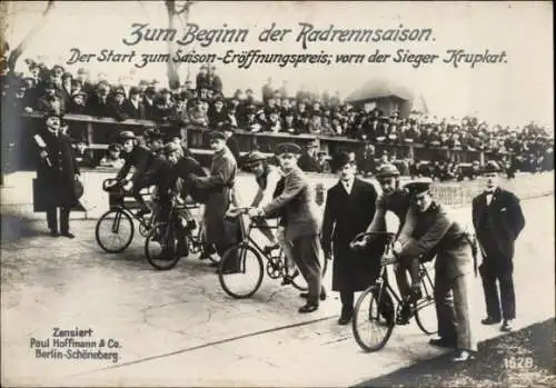 Ak Der Start zum Saison-Eröffnungspreis, vorn der Sieger Krupkat, Radrennen