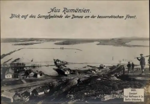 Ak Rumänien, Sumpfgelände der Donau an der bessarabischen Front, I WK