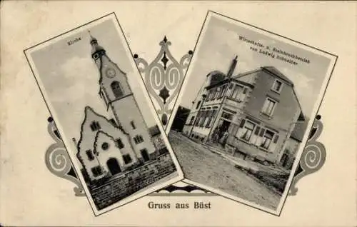 Ak Bust Büst Elsass Bas Rhin, Wirtschafts- und Steinbruchbetrieb, Kirche