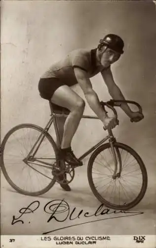 Ak Radrennfahrer Lucien Duclair, auf dem Fahrrad