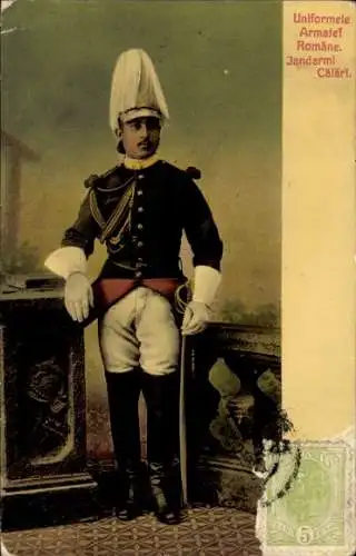 Ak Uniformen der Rumänischen Armee, berittener Gendarm