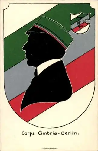 Studentika Ak Berlin, Corps Cimbria, Schattenbild eines Studenten, Wappen, RSC