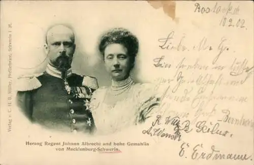 Ak Herzog Regent Johann Albrecht und hohe Gemahlin von Mecklenburg-Schwerin