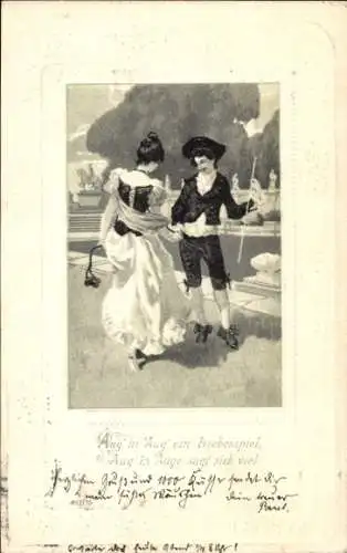 Präge Künstler Ak Liebespaar beim miteinander flirten