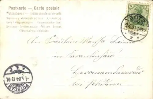 Litho Frohe Ostern, Hühner