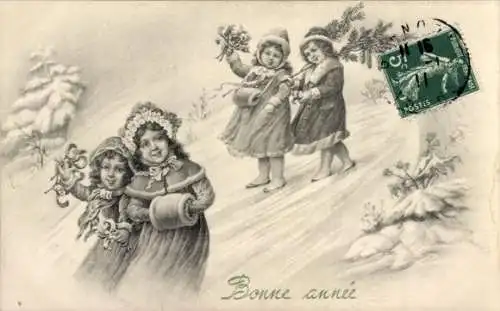 Künstler Ak Glückwunsch Neujahr, Mädchen