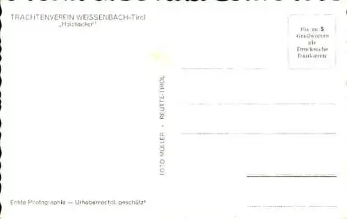 Ak Trachtenverein Weissenbach Tirol, Holzhacker, Musiker