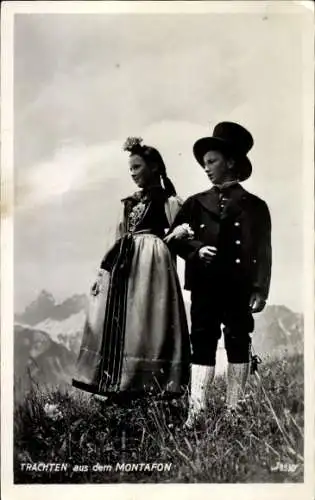 Ak Österreich, Kinder in Trachten aus dem Montafon, Vorarlberg