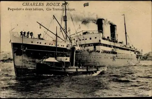 Ak Charles Roux, Paquebot a deux hélices, Cie Transatlantique