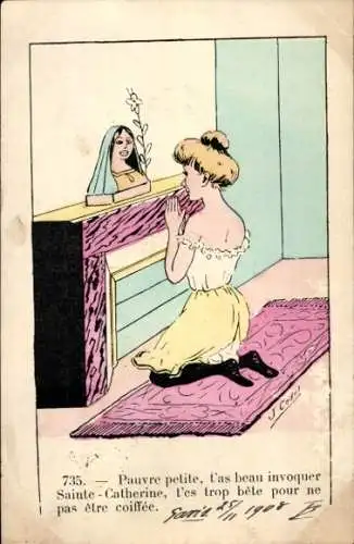 Künstler Ak Betende Frau, Heilige, Büste