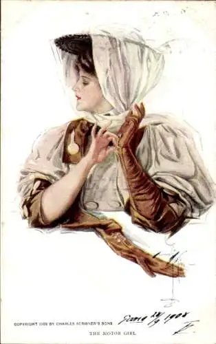 Künstler Ak Frauenbildnis, the Motor Girl
