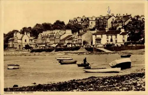 Ak Arnside Cumbria England, Teilansicht von der Küste aus