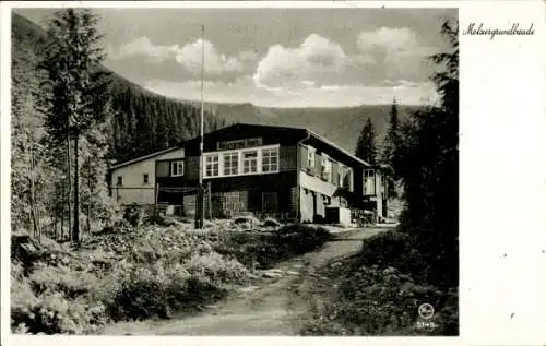 Ak Karpacz Krummhübel Riesengebirge Schlesien, Melzergrundbaude, Schronisko Nad Mała Łomniczką