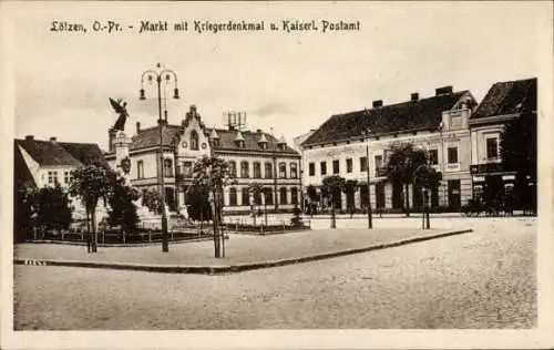 Ak Giżycko Lötzen Lözen Masuren Ostpreußen, Niegocin, Löwentinsee, Lötzener See, Marktplatz mi...