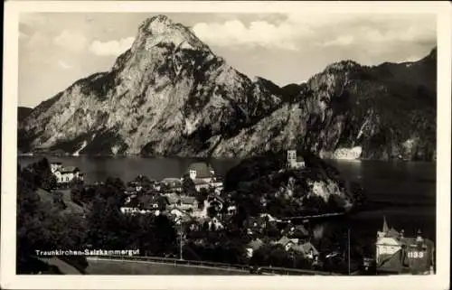 Ak Traunkirchen am Traunsee Oberösterreich, Traunkirchen-Salzkammergut, Berglandschaft, See, h...