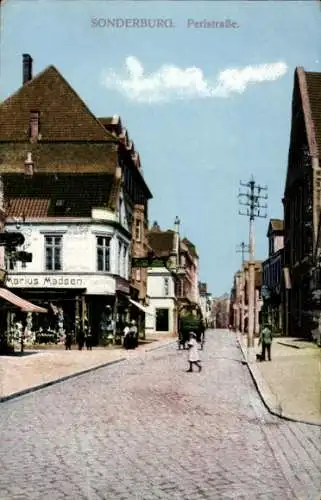 Ak Sønderborg Sonderburg Dänemark, Perlstraße, Geschäft Marius Madsen