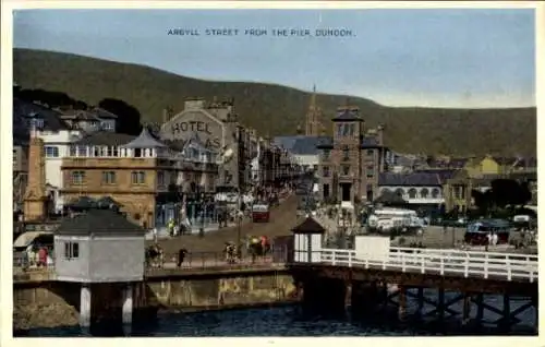 Ak Dunoon Schottland, Argyll Street vom Pier, Hotel