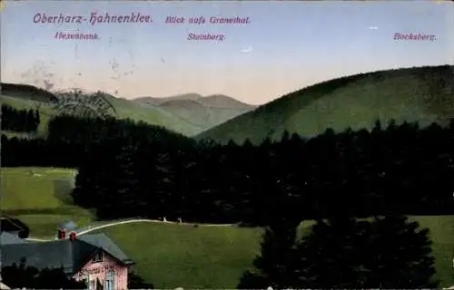Ak Hahnenklee Bockswiese Goslar im Harz, Granetal, Hexenbank, Steinberg, Bocksberg