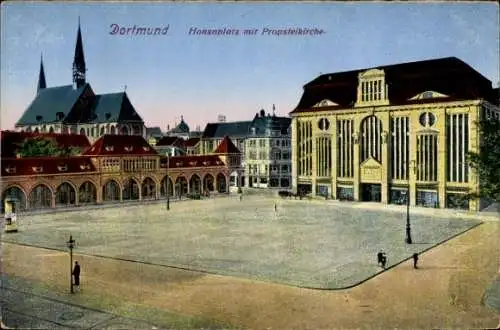 Ak Dortmund im Ruhrgebiet, Hansaplatz, Propsteikirche, historische Architektur