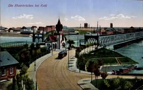 Ak Kehl am Rhein, Rheinbrücken