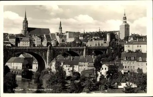 Ak Bautzen in der Oberlausitz,  Kronprinzenbrücke, Stadtansicht, Brücke, Architektur